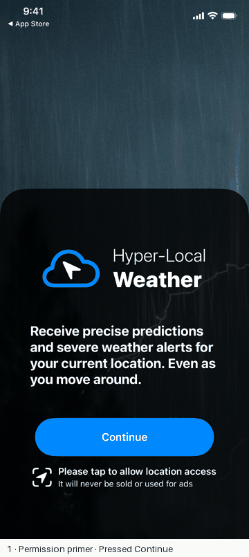 The Weather onboarding and paywall flow